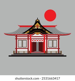 casa tradicional do japão com fundo cinza