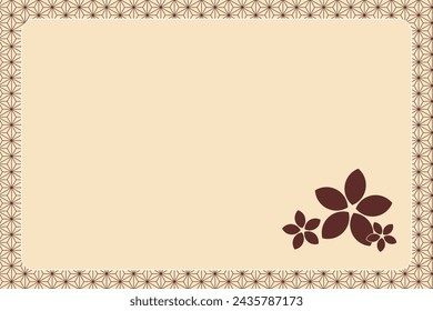 Traditional Japanese Asanoha pattern with floral design, Good for a message card
