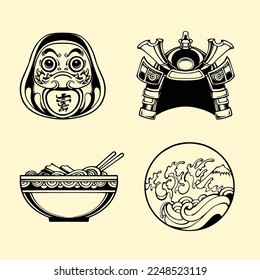 Traditional Japanese asset outline vector art