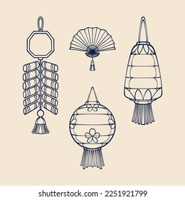 Traditional Japanese asset outline vector art