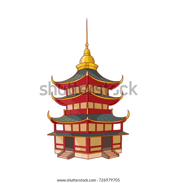 Traditional Japanese,\
Chinese, Asian pagoda building, flat style vector illustration\
isolated on white background. Traditional Japanese, Chinese, Asian\
pagoda building