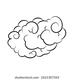 Traditional Japanese cloud, line art cloud. isolated Asian cloud. Vector hand draw illustration