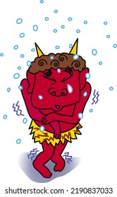 Traditional Japanese culture On Setsubun, demon that brings misfortune cannot enter the house and tremble in the snow