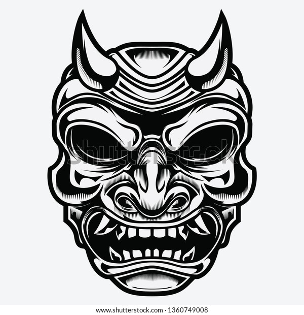 Traditional Japanese Demon Mask Devil Stock Vector (Royalty Free ...