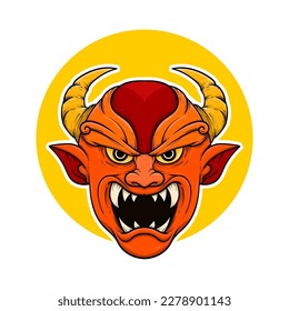 the traditional japanese demon oni mask illustration