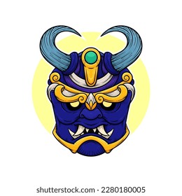 the traditional japanese demon oni mask illustration