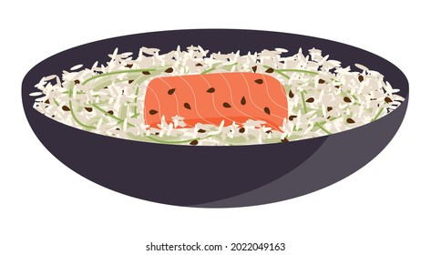 Traditional Japanese Dish. Donburi. Illustration vector.