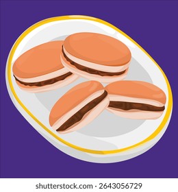 Traditional Japanese Dorayaki Pancakes with Red Bean Filling on a Plate

Perfect for traditional food content, dessert themes, and Japanese culture visuals.