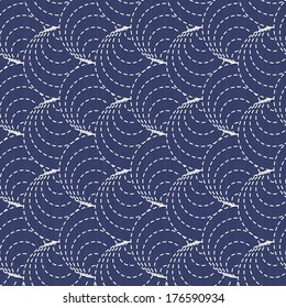 Traditional Japanese Embroidery Ornament with circles. Vector seamless pattern.