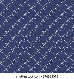 Traditional Japanese Embroidery Ornament with circles. Vector seamless pattern.