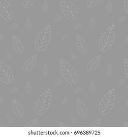 Traditional japanese embroidery. Sashiko. Seamless pattern. Needlework texture. For decoration or printing on fabric.Background of leaves.