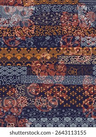 Traditional Japanese fabric striped patchwork wallpaper antique abstract vector print for carpet shirt towel tablecloth pillow wrapping rug