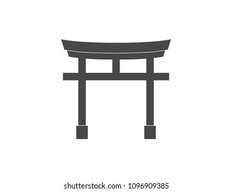 Traditional japanese floating torii gate icon on white background