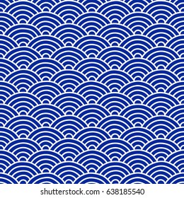 Traditional Japanese Folk Seigaiha Pattern - Vector Seamless Background