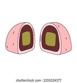 Traditional Japanese food. Asian Daifuku. Delicious desert. Vector illistration