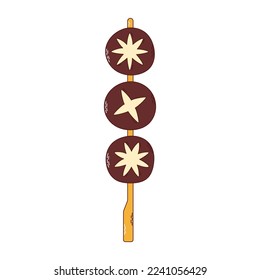 Traditional Japanese food. Asian yakitori skewers with mushrooms. Vector illistration