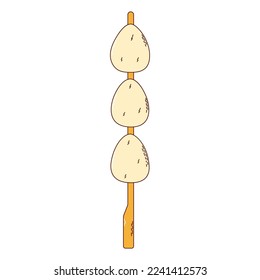 Traditional Japanese food. Asian yakitori skewers with eggs. Vector illistration
