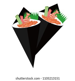 Traditional Japanese food of sushi, delicious Asian cuisine vector cortoon object.