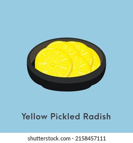 Traditional japanese food takuan, korean danmuji, yellow pickled radish.