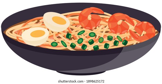 Traditional Japanese Foods and Dishes. Ramen. Illustration vector.