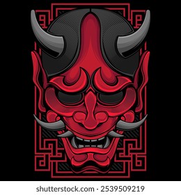 traditional japanese hannya mask oni demon, vector EPS 10