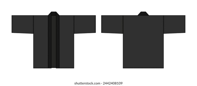 Traditional Japanese Happi coat (ceremonial robe) vector template illustration