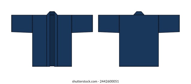 Traditional Japanese Happi coat (ceremonial robe) vector template illustration