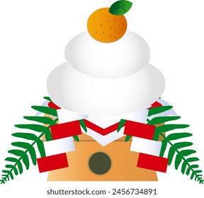 Traditional Japanese kagami mochi that is enshrined in the room during New Year