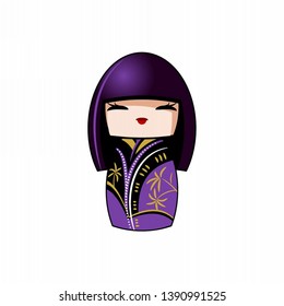 Traditional japanese Kokeshi doll. Stylized vector image