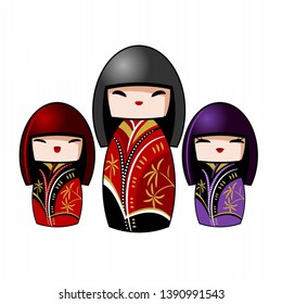 Traditional japanese Kokeshi doll. Stylized vector image