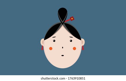 Traditional Japanese Lady Doll With Hair Clip And Earrings