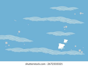 Material de fondo de patrón japonés tradicional. Cresta de agua que fluye,