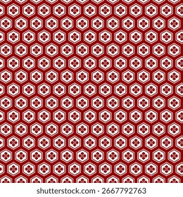 Traditional Japanese pattern design. Seamless Kikkō Hanabishi (Tortoise Shell with Flower) inspired motif.