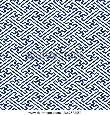 Traditional Japanese pattern design. Seamless Sayagata (Key Fret ,Swastika Lattice) inspired motif.