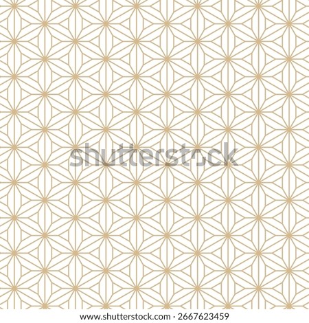Traditional Japanese pattern design. Seamless Kikyo Asanoha (Bellflower Hemp Leaf) inspired motif.