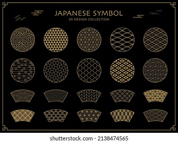 Traditional Japanese pattern and frame set of patterns.