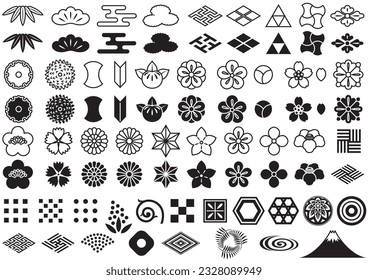Traditional Japanese pattern icon set 02