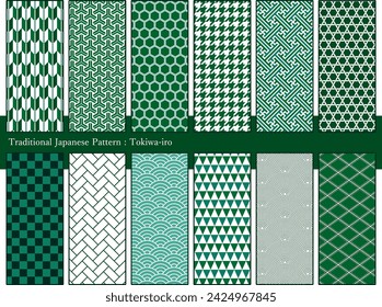 Traditional Japanese Pattern Materials Green Color Edition