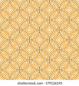 Traditional Japanese pattern of overlapping circles in square layout - seamless editable repeating vector background