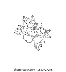 Traditional Japanese peony tattoo design
