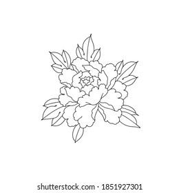 Traditional Japanese peony tattoo design