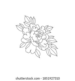 Traditional Japanese peony tattoo design