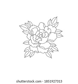 Traditional Japanese peony tattoo design