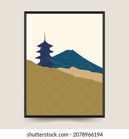 Traditional Japanese poster template. Abstract background set. Japanese pattern. Geometric template collection. Traditional of Japan. Asian concept. Vintage art. 