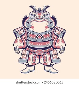 Traditional Japanese samurai frog warrior vector