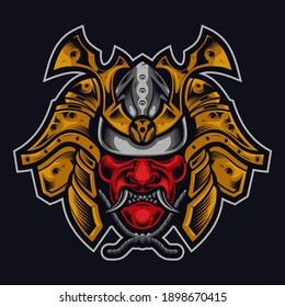 Traditional japanese samurai legend warrior mask