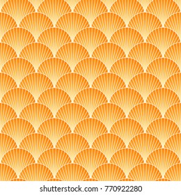 Traditional japanese sea pattern with circles. Mermaid scales. Golden fish scales. Vector illustration