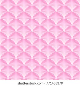 Traditional japanese sea pattern with circles. Mermaid pink scales. Fish scales. Vector illustration