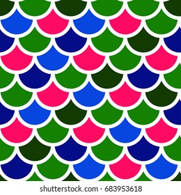 Traditional Japanese seamless pattern. Colorful fish squama. Mermaid scales. Stock vector