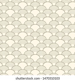 Traditional Japanese Seamless Pattern. Dark Beige Geometric Ornament on Light Beige Background. Vector Illustration